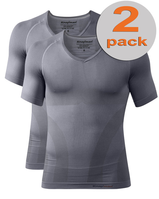 TWOPACK | Knap'man Kompressionsshirt V-Ausschnitt 2.0 Grau